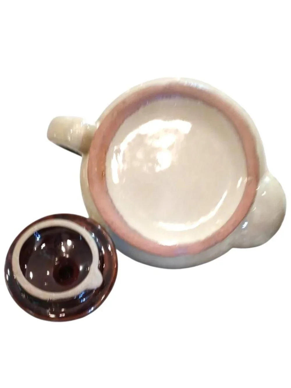 Vintage Teapot Brown Drip Stoneware Heavy Ceramic Farmhouse Folk Cottage 1970s